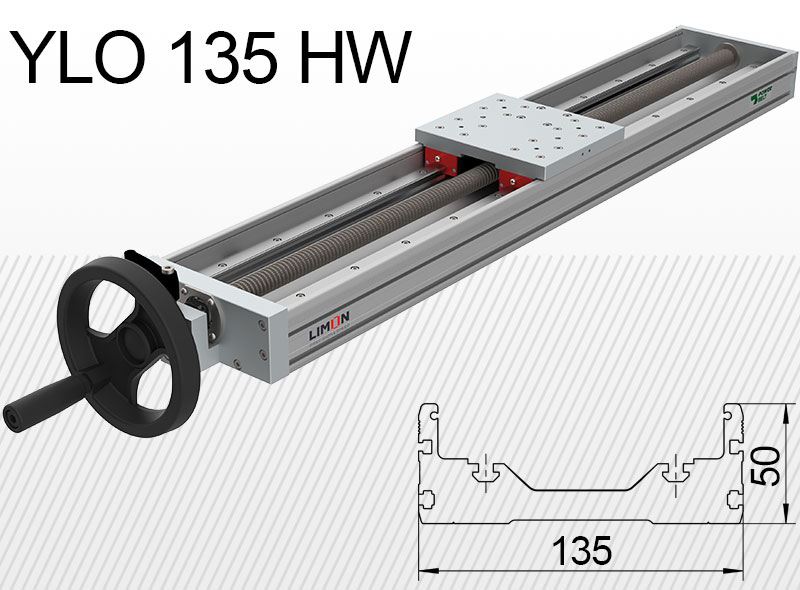 Limon YLO 135-HW típusú lineáris egység terhelhetőség 70kg lökethossz 50-500mm