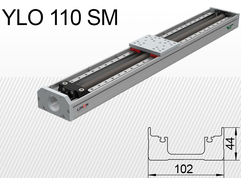 Limon YLO 110-SM típusú lineáris egység terhelhetőség 40kg lökethossz 50-1500mm
