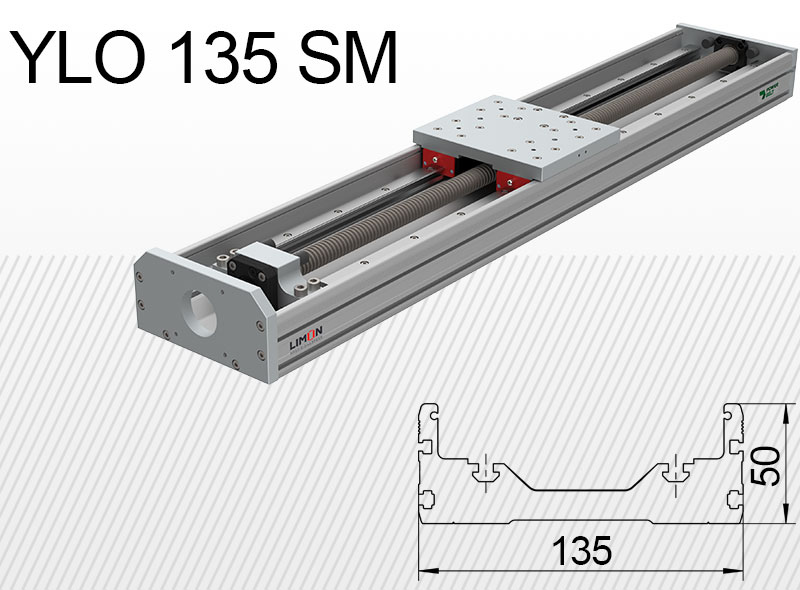 Limon YLO 135-SM típusú lineáris egység terhelhetőség 70kg lökethossz 50-1500mm