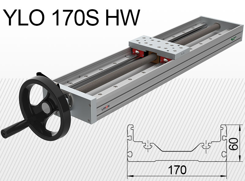 Limon YLO 170S-HW típusú lineáris egység terhelhetőség 47kg lökethossz 50-600mm