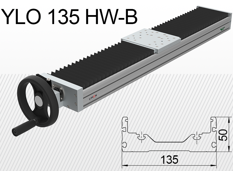 Limon YLO 135-HW-B típusú zárt lineáris egység terhelhetőség 70kg lökethossz 50-500mm