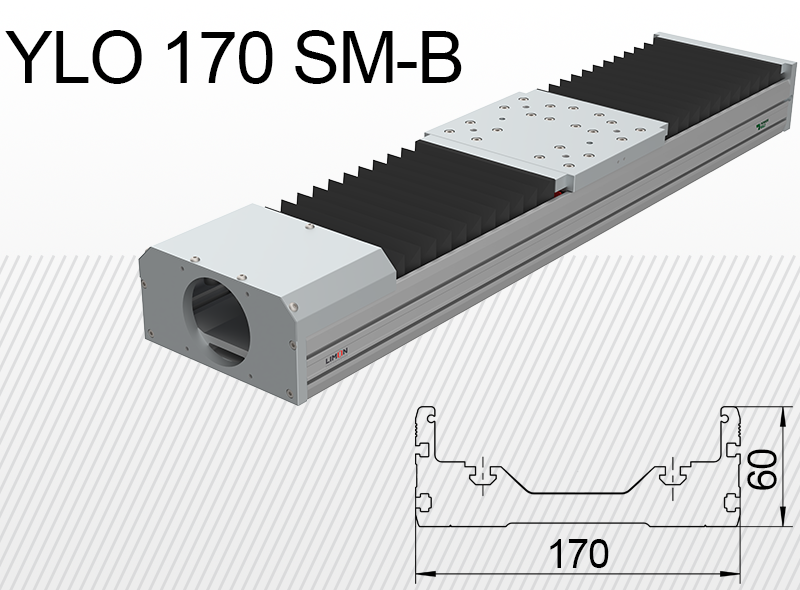 Limon YLO 170-SM-B típusú zárt lineáris egység terhelhetőség 95kg lökethossz 50-1700mm