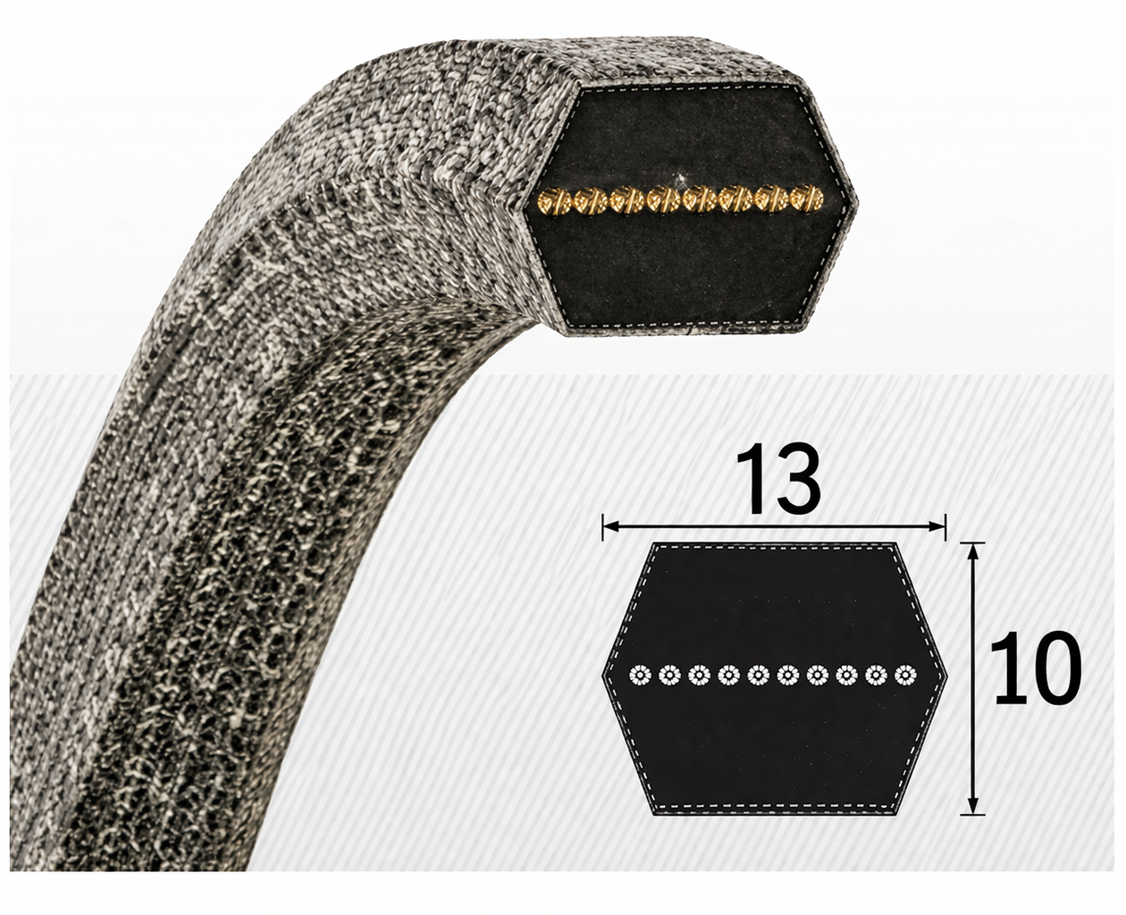 AA/HAA (13x10) Hatszögletű fűnyírótraktor ékszíj profil 