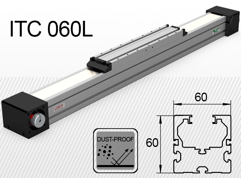 ITC 060L hosszú kocsival<br />max terhelés 45kg*<br />Lökethossz: 100-2500mm