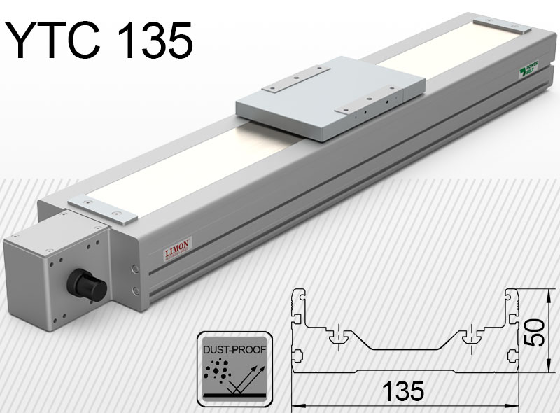 YTC 135-ös típus<br />max terhelés 40kg*<br />Lökethossz: 100-3200mm