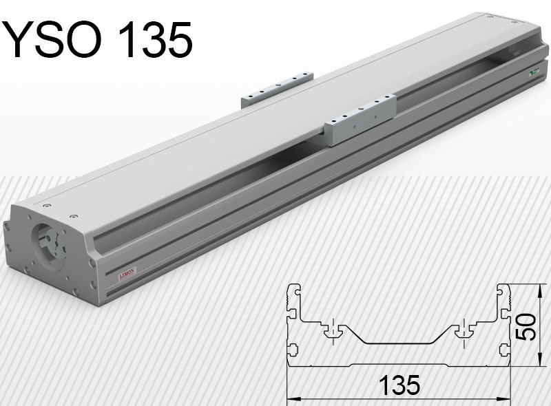 YSO 135-ös típus<br />max terhelés 45-100kg**<br />Lökethossz: 100-1250mm