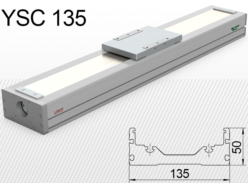 YSC 135-ös típus<br />max terhelés 45-100kg**<br />Lökethossz: 100-1250mm