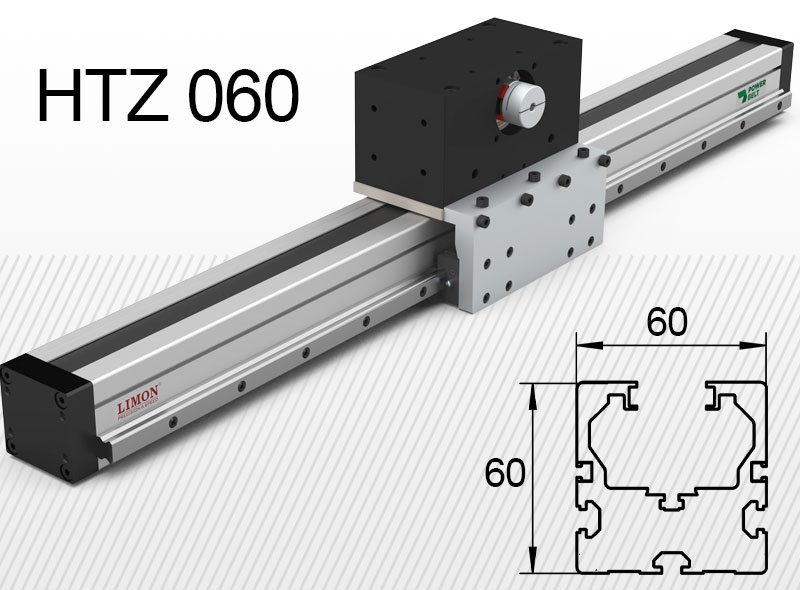 HTZ 60-as erősített típus<br />Z tengelyhez<br />max terhelés 10kg*<br />Lökethossz: 100-1200mm