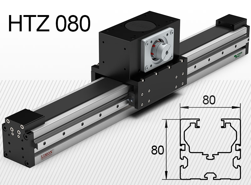 HTZ 80-as erősített típus<br />Z tengelyhez<br />max terhelés 30kg*<br />Lökethossz: 100-1500mm