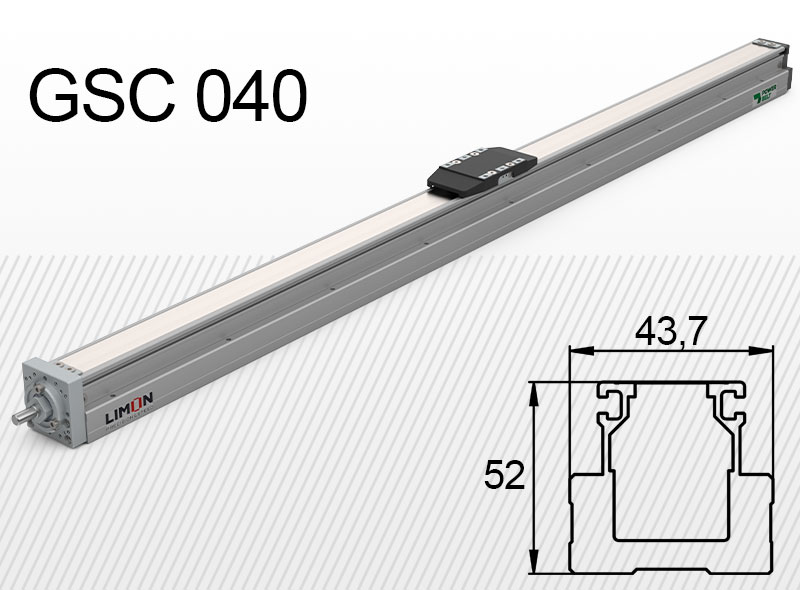 GSC 040-es típus<br />max terhelés 8-20kg**<br />Lökethossz: 50-800mm