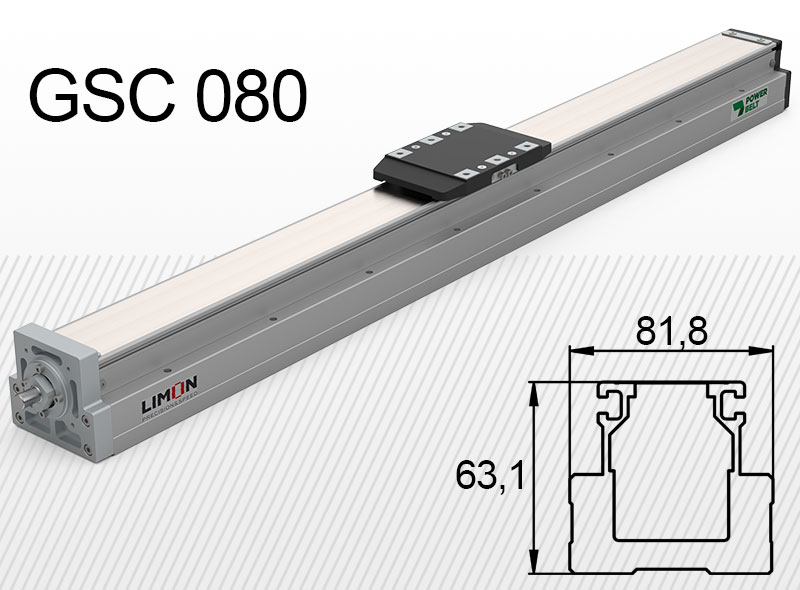 GSC 080-as típus<br />max terhelés 3-50kg**<br />Lökethossz: 50-1050mm