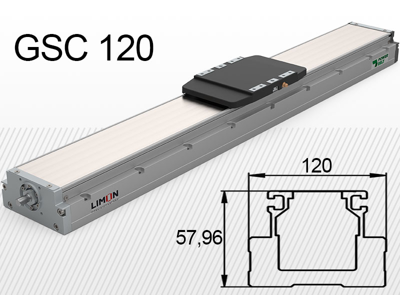 GSC 120-as típus max terhelés 10-110kg** Lökethossz: 50-1250mm