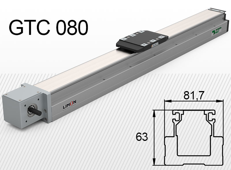 GTC 080-as típus<br />max terhelés 15kg*<br />Lökethossz: 50-1500mm