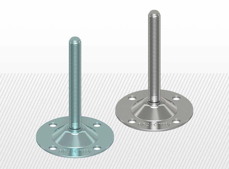 Lefúrható fém gépláb 124 mm-es talppal, csúszásgázló nélkül