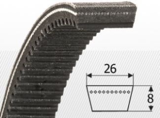 26x8 (W25) Variátor ékszíj profil